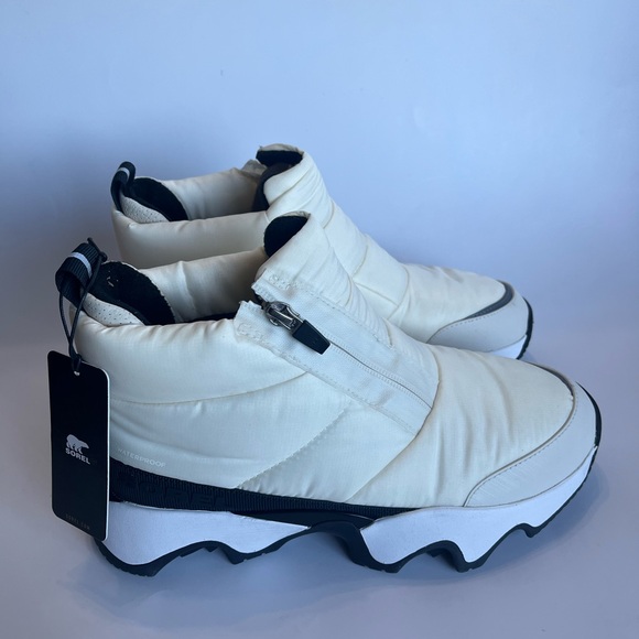 SOREL Women's 8.5 Kinetic Impact Puffy Zip Waterproof Boots Insulated Chalk NWT - Picture 4 of 11